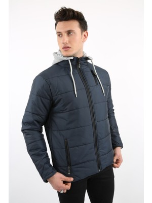 buğrahayalin Kapşonlu Yan Cepli Erkek Günlük Şişme Mont