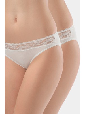 Türen Kadin Beli Dantelli Likrali 2'li Pamuklu Bikini Külot