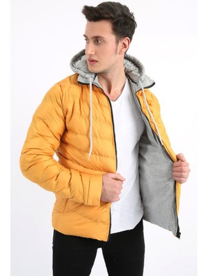 buğrahayalin Çıkmalı Kapşonlu Yan Cepli Erkek Günlük Şişme Mont