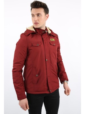 buğrahayalin Içi Kürklü Çıkmalı Kapşonlu Yan Cepli Kalın Erkek Günlük Mont