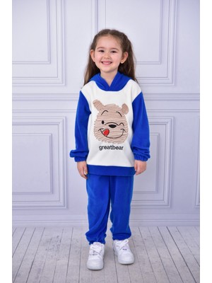 Buufuu Polar Bear Nakışlı Kapşonlu Kışlık Uzun Kol Alt Üst Çocuk Takım
