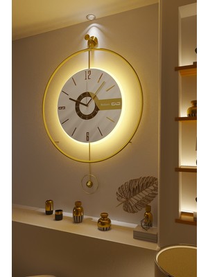 PremiumPort Modern Metal Duvar Saati, Büyük Boy, Pilli LED Sistemli, Şık Tasarım