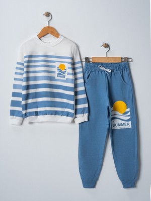 Buufuu Summer Baskılı  Uzun Kollu Cepli  Unisex Çocuk Alt Üst Takım