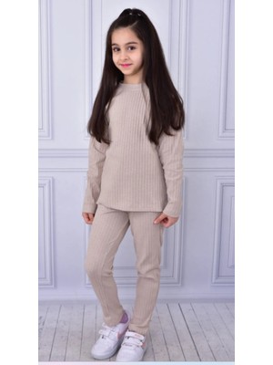 Buufuu Mevsimlik Pamuk Uzun Kol Zincir Örgülü Kız Çocuk Alt Üst Takım