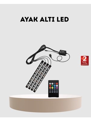 Mestore Rgb Araç Içi LED Aydınlatma 12V 48 LED Müzik Kontrollü 4 Şerit Set