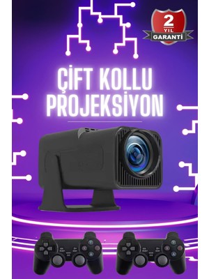 Mestore Çift Kollu Projeksiyon Taşınabilir Game Projektör Full Hd 1080P 4K Projeksiyon Gamepad