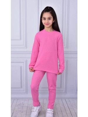 Buufuu Mevsimlik Pamuk Uzun Kol Zincir Örgülü Kız Çocuk Alt Üst Takım