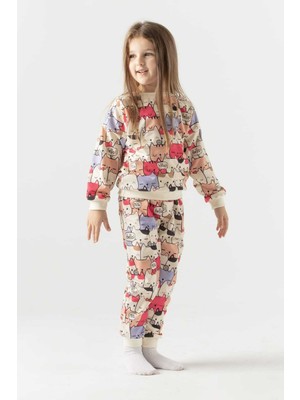 Buufuu Çok Kedicik Baskılı Çocuk Alt Üst Takım