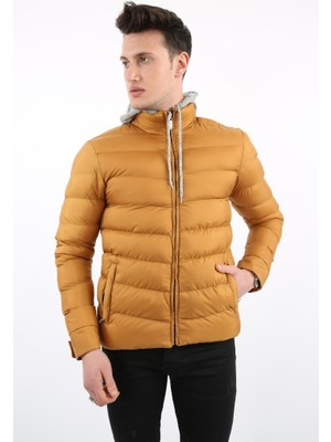 buğrahayalin Çıkmalı Kapşonlu Yan Cepli Erkek Günlük Şişme Mont