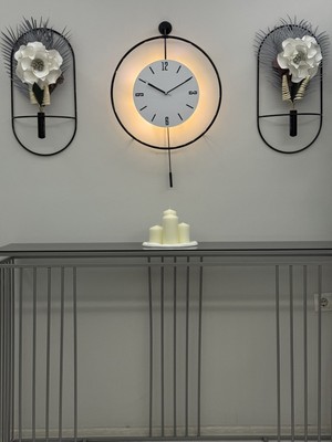 PremiumPort 3'lü Ledli Büyük Metal Duvar Saati Seti, Modern Dekorasyon Için Şık Tasarım