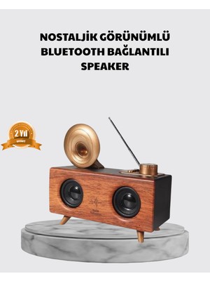 Mestore Nostaljik Gramofon Bluetooth Hoparlör – Fm Radyo + USB + Sd Kart Destekli