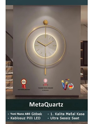 PremiumPort Büyük Boy Metal Kristal Duvar Saati (50X75CM) + 3 Pil, Modern Tasarım