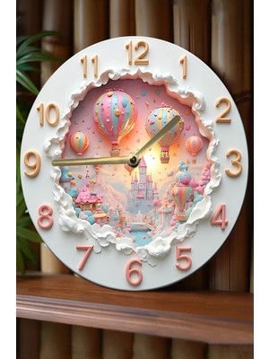 PremiumPort Şık Yuvarlak Ahşap Duvar Saati, Kuvars Hareketli, 3D ve 2d Tasarım