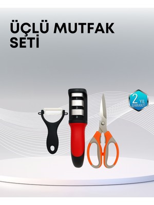 Mestore Çok Fonksiyonlu Mutfak Makas Seti – 3 Makas, Bileyici ve Soyacak Dahil