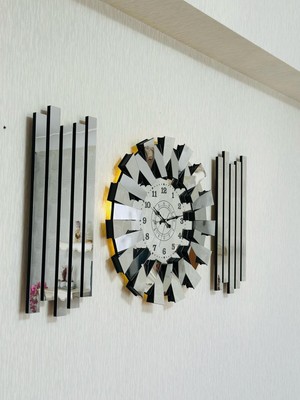 PremiumPort 3D LED Ayna Duvar Saati, Piyano Tasarımı, Lüks ve Şık Dekorasyon