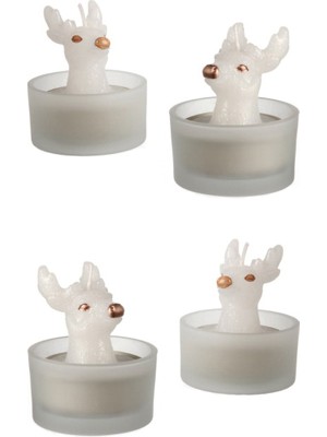 PremiumPort Şık Geyik Tasarımlı 4'lü Mum Seti, Sıcak ve Hoş Atmosfer Yaratır