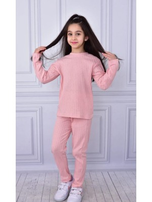 Buufuu Mevsimlik Pamuk Uzun Kol Zincir Örgülü Kız Çocuk Alt Üst Takım