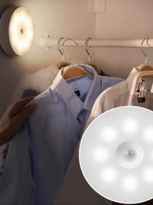 MegaVitrin Hareket Sensörlü Şarjlı Dolap Içi LED Aydınlatma - 6 Led’li Günışığı Gece Lambası - Mıknatıslı ve Taşınabilir
