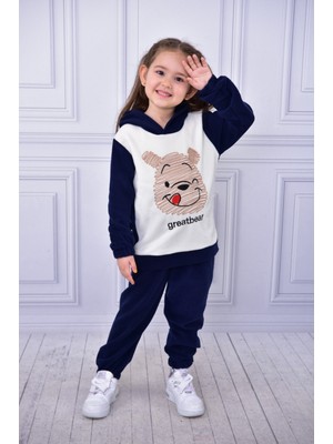 Buufuu Polar Bear Nakışlı Kapşonlu Kışlık Uzun Kol Alt Üst Çocuk Takım