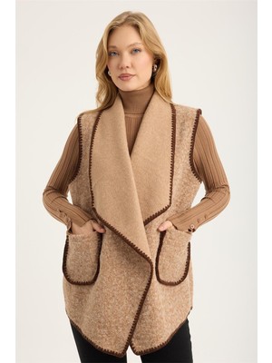 Home Store Katlı Yaka Kaşe Teğel Dikişli Yelek