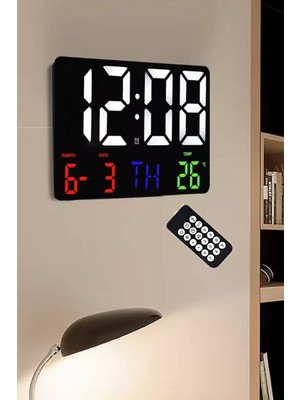 PremiumPort Hd LED Dijital Duvar Saati, Tarih, Gün, Sıcaklık ve Alarm Özellikli