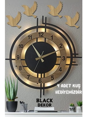 PremiumPort Renkli LED Işıklı Duvar Saati, Modern ve Şık 50 cm Dekoratif Tasarım