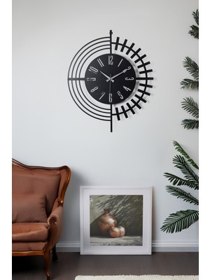 PremiumPort Şık 50CM Siyah Metal Duvar Saati, Modern ve Sessiz Mekanizma ile