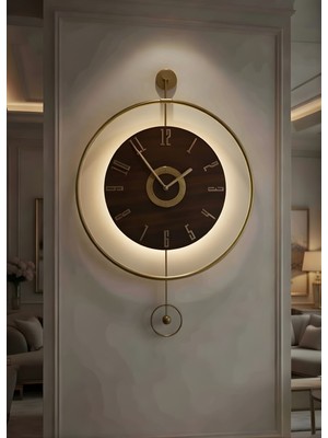 PremiumPort Büyük Boy Duvar Saati, Quartz Mekanizma, Metal ve Ahşap Tasarım