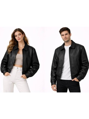 Baselco Unisex Oversize Deri Ceket - Çift Kombinleri