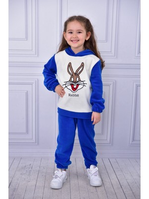 Buufuu Polar Tavşan Nakışlı Uzun Kol Kapşonlu Kışlık Alt Üst Çocuk Takım