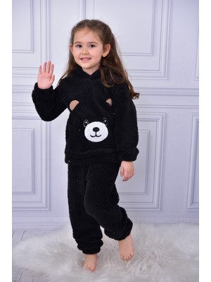 Buufuu Sevimli Hayvan Nakışlı Kapuşonlu Uzun Kol Yumuşacık Welsoft Çocuk Alt Üst Takım