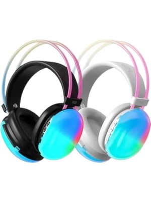 AriaTech Kulak Üstü Kablosuz Bluetooth Kulaklık Unısex Renkli Işıklı Kulaklık - Lisinya