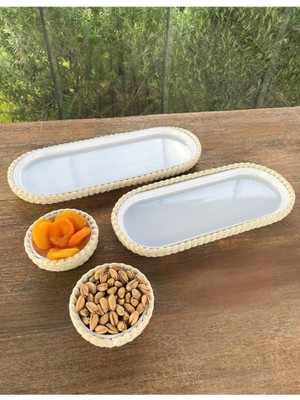 Home İnn Servis Seti 4’lü Melamin Hasır Görünümlü – Beyaz – Şık Sunum