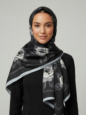 La Fien Rose Çiçek Desenli Soft Pamuk Şal