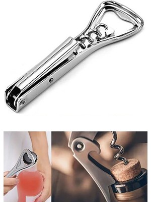 Gampus Çelik Açacaklı Tirbüşon, Soda Açacağı, Şişe Açacağı, Mantar Açacak 1 Adet