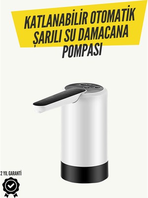 Mestore 8000MAH Şarjlı Damacana Su Pompası | Tek Tuşla Otomatik Su Alımı | 40-80 Sn Dolum | Katlanabilir Tasarım