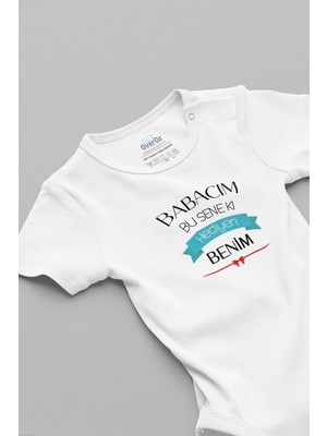 Overoz Doğum Günün Kutlu Olsun Baba Baskılı Beyaz Bebek Body Zıbın 5238