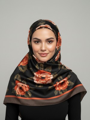 La Fien Rose Çiçek Desenli Soft Pamuk Şal