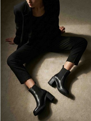 Alance %100 Hakiki Deri Kadın Topuklu Chelsea Bot