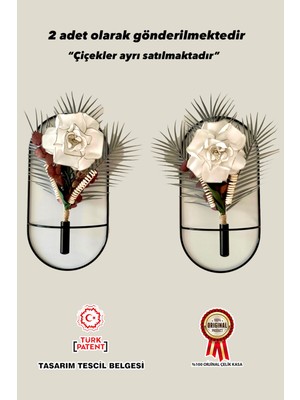 PremiumPort Şık Siyah Oval Metal Duvar Çiçeklik Takımı, Modern Dekorasyon Için