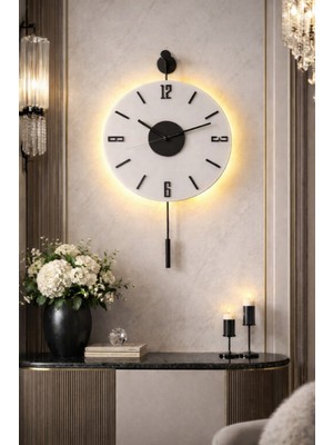 PremiumPort Modern Siyah Metal Duvar Saati, Pilli LED Işık, 30X55 Cm, Dekoratif