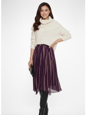 Salome Butik Kadın Astarlı Beli Lastikli Şifon Etek