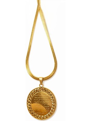 Vipfoni Ayetel Kürsi Dualı Italyan Zincirli Yuvarlak Çelik Kolye M1