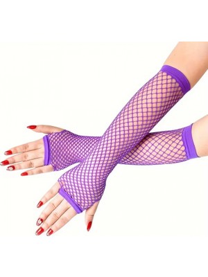 MiraLive 80’ler 90’lar Retro Mor File Parmaksız Eldiven 26 cm