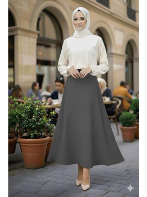 Eceylül Moda Scuba Krep Bel Lastikli Kloş ETEK(93-94CM Uzunluk)(Kısa Süreliğine Lansman Fiyatı)