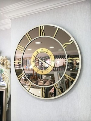 PremiumPort Şık 40 cm Aynalı Dekoratif Duvar Saati, Modern ve Zarif Tasarım