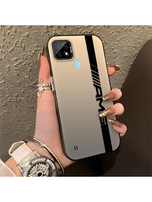 HONTINGA Realme C21 ile Uyumlu Kılıfı Silikon Kenar Sert Arka Basitlik Anti Düşme Amg Desen Telefon Kılıfı K1-0609