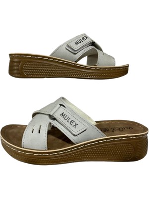 Mulex 1402-B  Gri Yandan Cırtlı Ortopedik Terlik