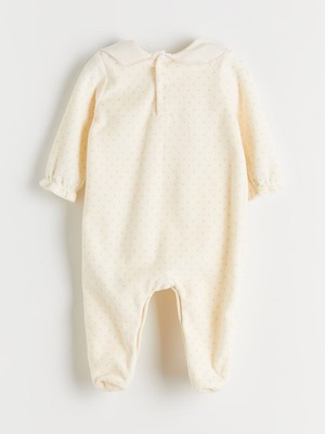 LC Waikiki Ekru Bebe Yaka Kız Bebek Kadife Tulum