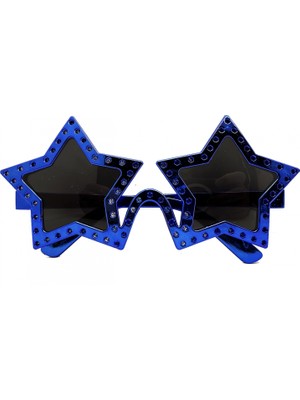 MiraLive Mavi Renk Yıldız Şekil Parti Gözlüğü Retro